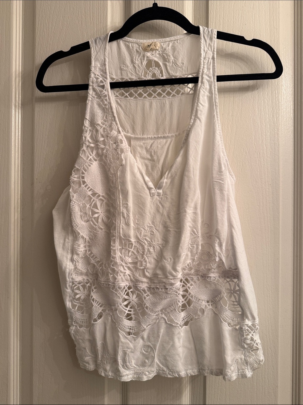 Anthropologie 100% cotton Women’s White Lace-Trim Tank Top